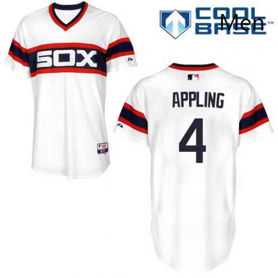 Mens Majestic Chicago White Sox 4 Luke Appling Replica White 2013 Alternate Home Cool Base MLB Jersey